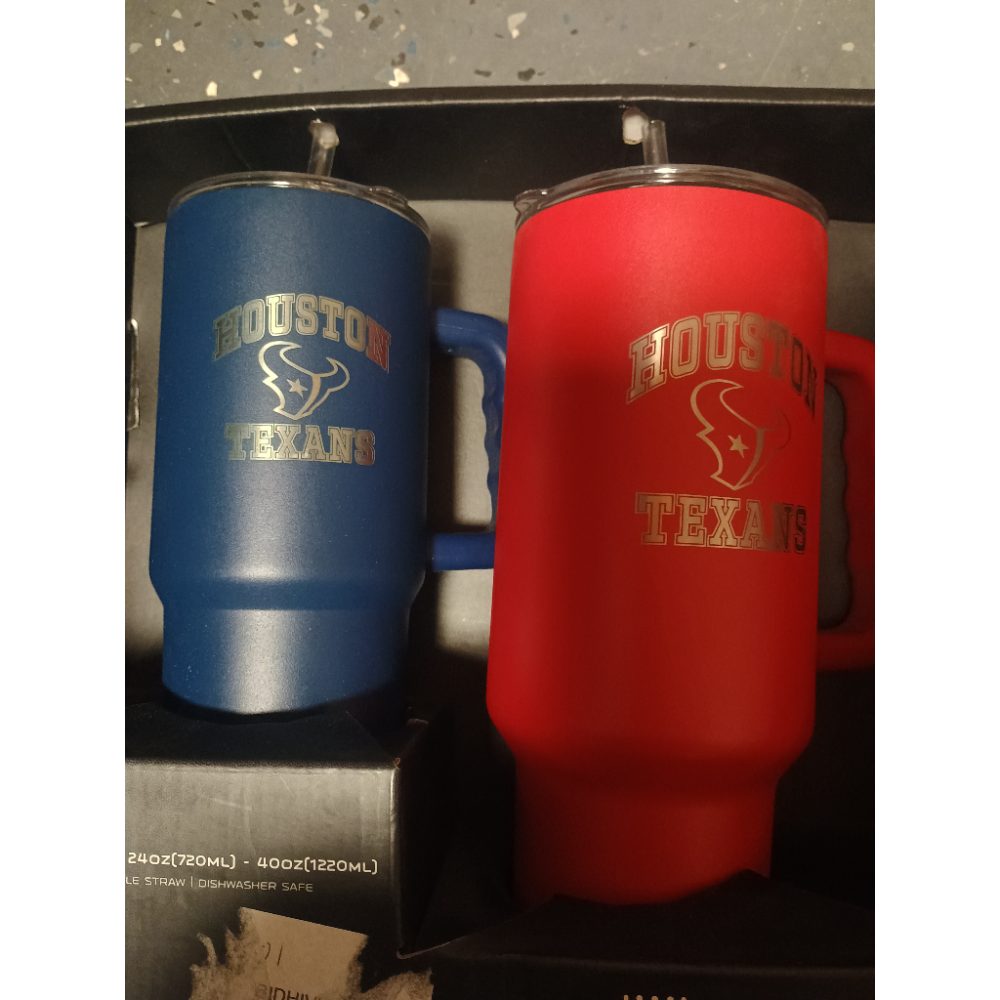 NFL Houston Texans BlueRed 24oz  40oz Vacuum Insulated Travel Tumbler Set Retail $45.00