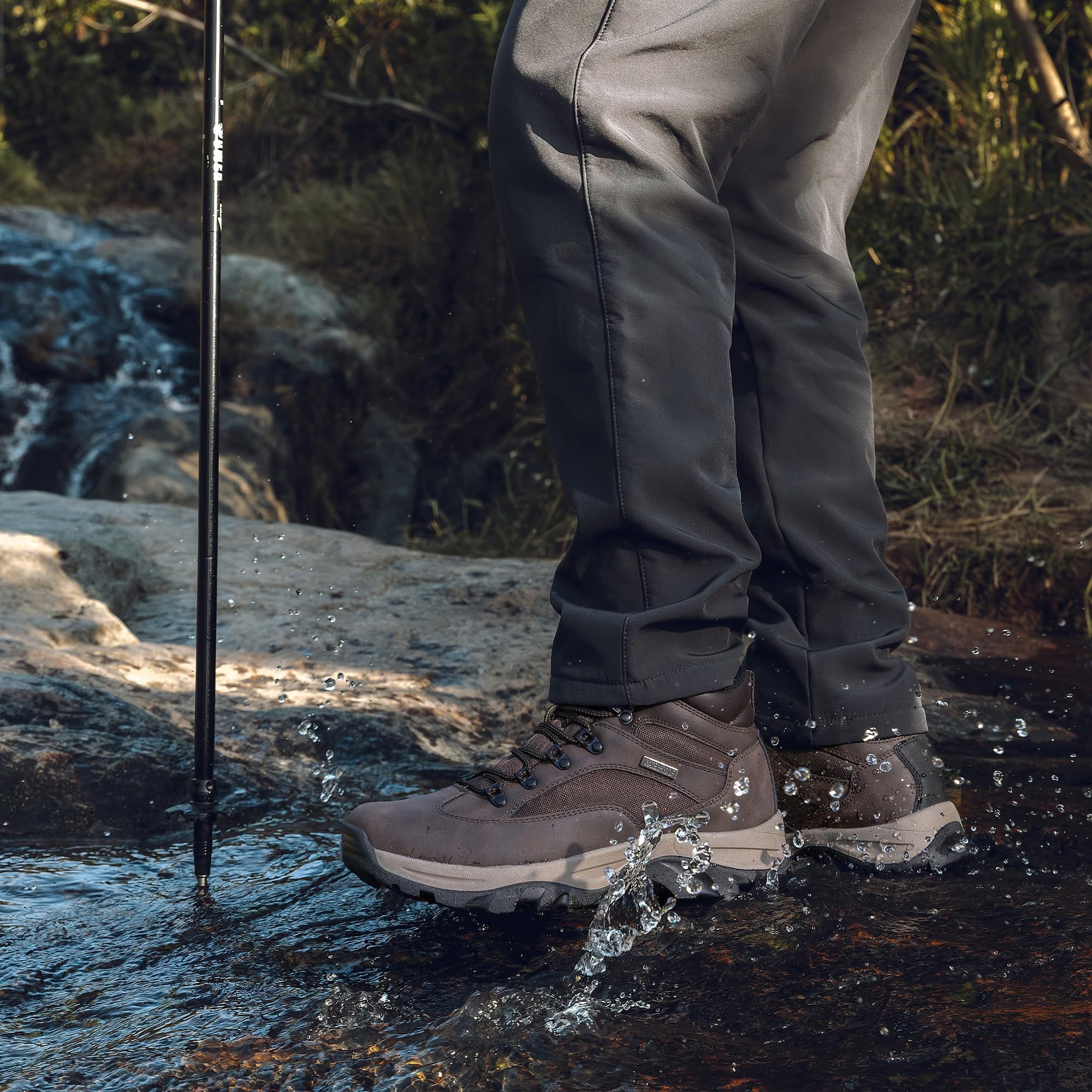 Mens Waterproof Lightweight Hiking Backpacking Boots Brown