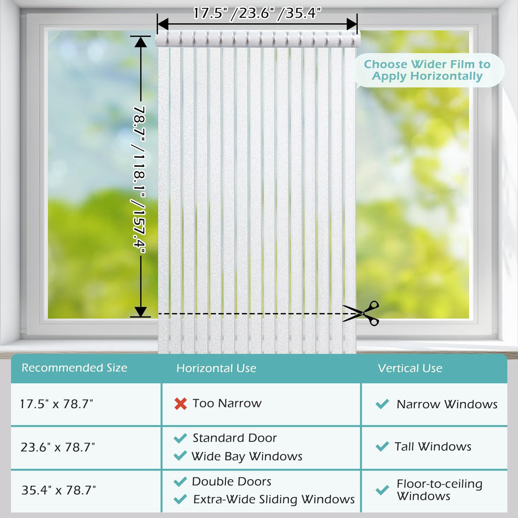 Frosted Glass Window Film Static Cling Striped Privacy Cover 23.6 x 78.7 Inches $18.00