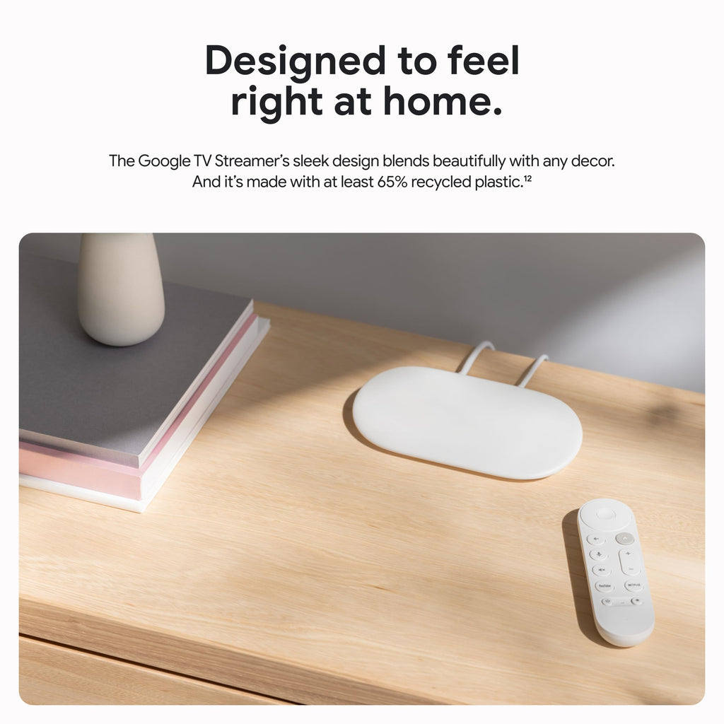 Google TV Streamer 4K - HDR Voice Remote Smart Home Control Porcelain