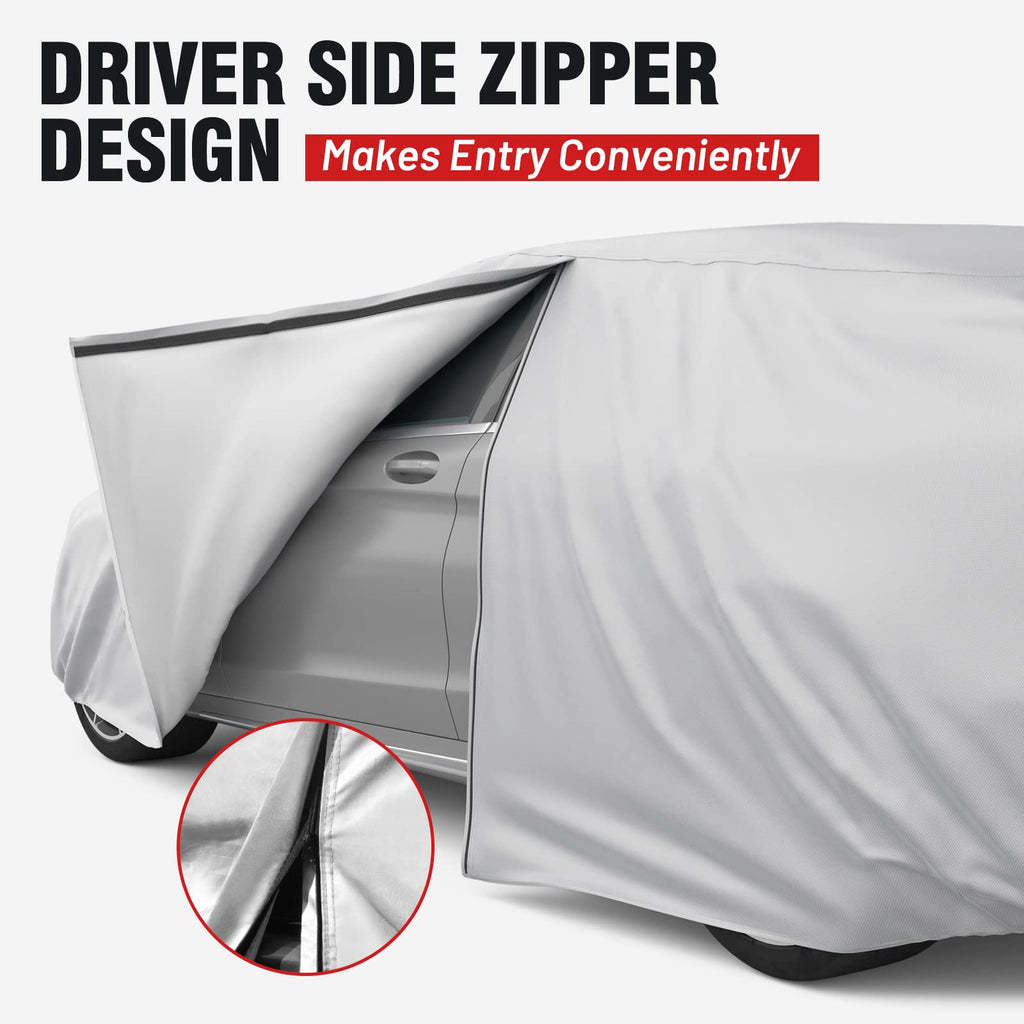 Silver Waterproof SUV Car Cover for Subaru Outback 1999-2026 All Weather with Reflective Stripe