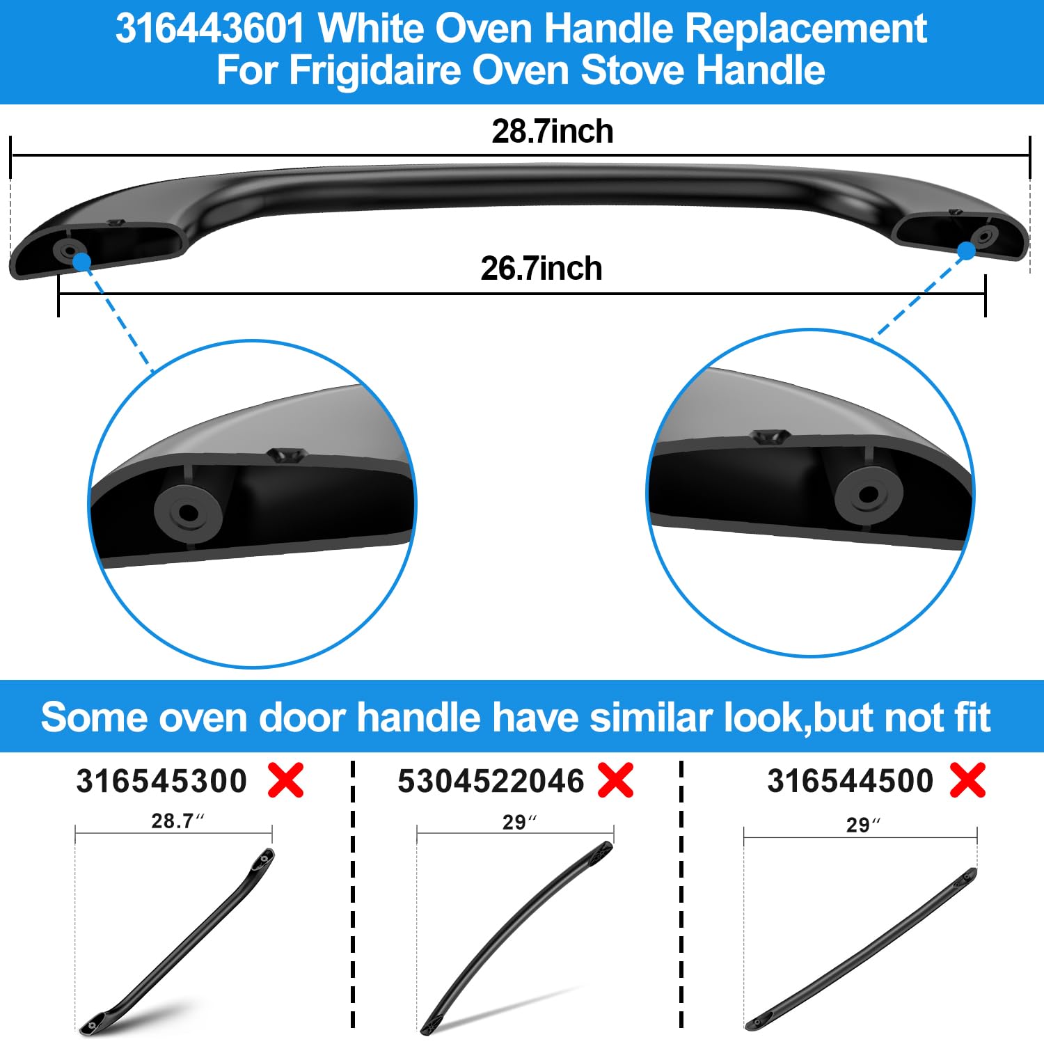 Black Oven Door Handle Replacement for Kenmore Electrolux Frigidaire 5304458312