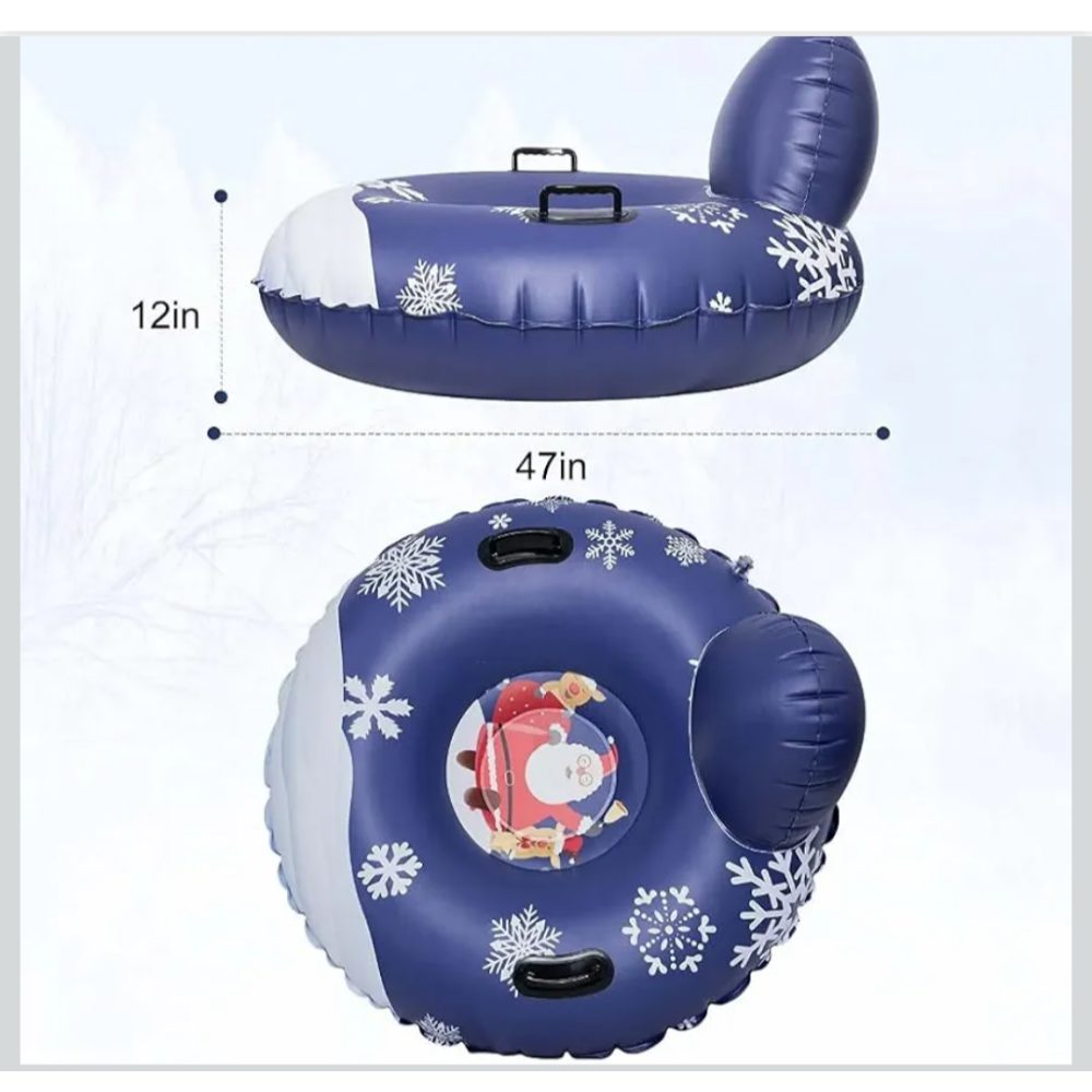 Inflatable Snow Tube Blue 47 Inch Diameter Santa Reindeer Design