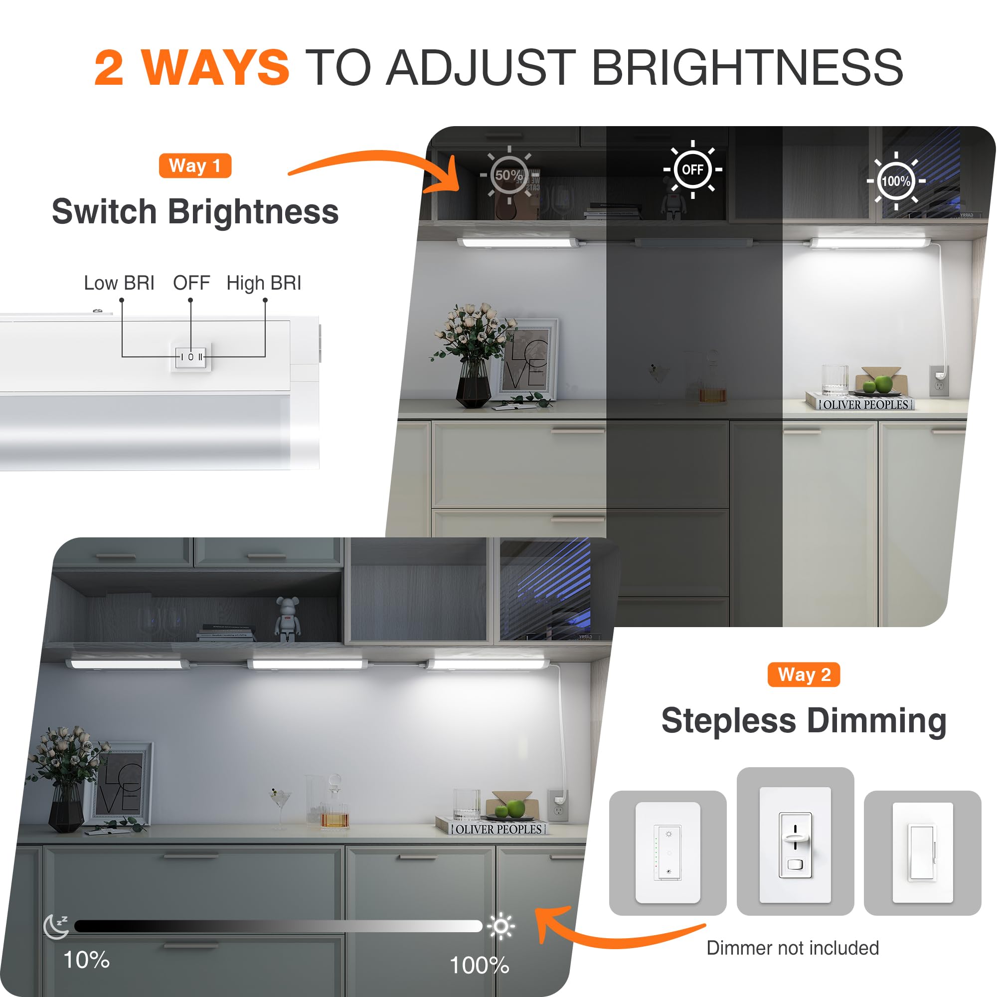 Linkable LED Under Cabinet Lighting 6W 600LM 5 CCT Dimmable 12-inch $17.25