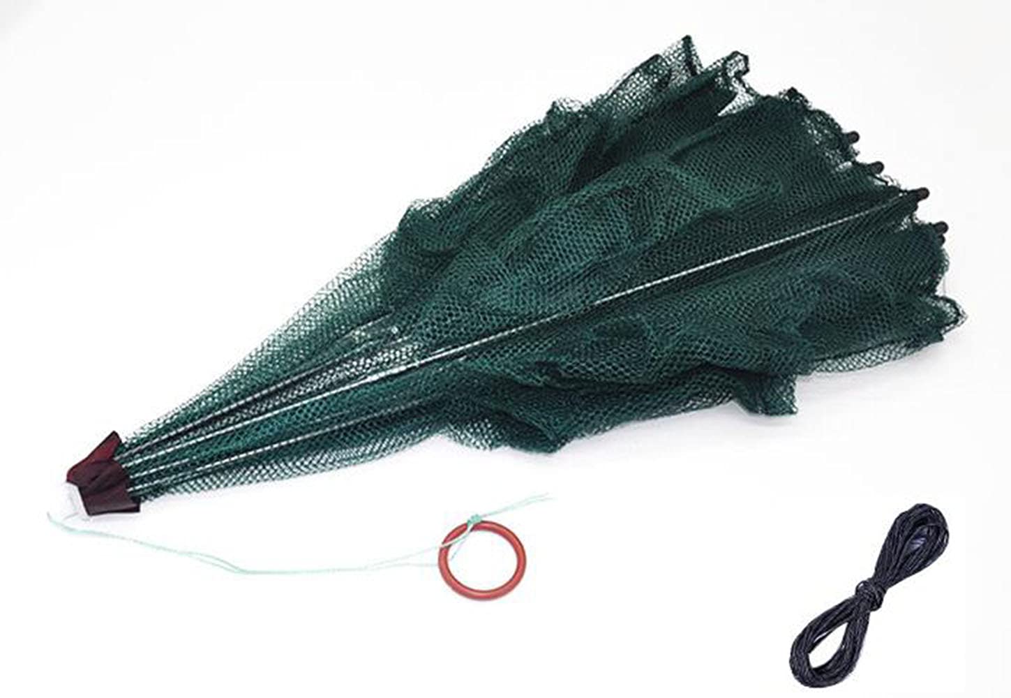 -Pack Foldable Green Fishing Bait Trap Cast Net Cage w18ft Nylon Rope