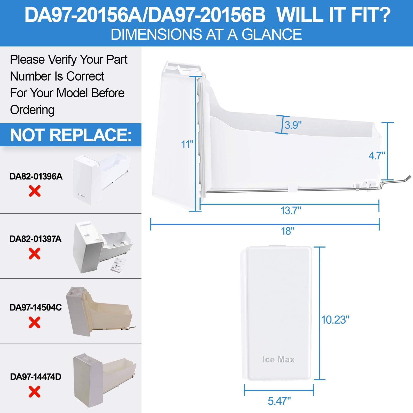 Upgraded Ice Bucket with Auger for Samsung Refrigerator DA97-20156A