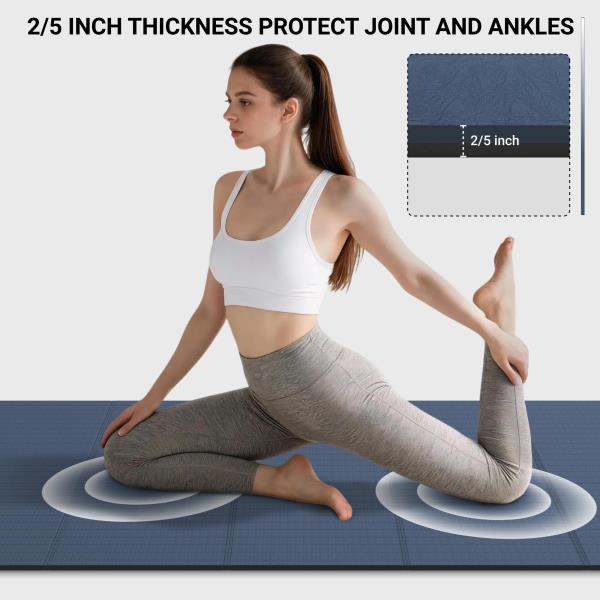 Foldable Fitness Yoga Mat 10mm Extra Thick Non-Slip TPE 75x26 Extra Long-Wide Blue  Black