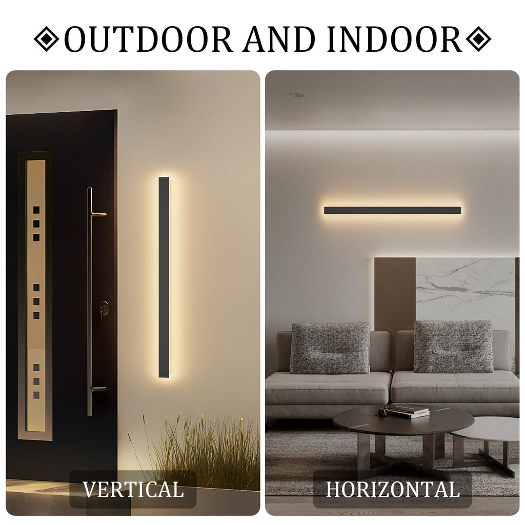 Black 2-Pack 31.5 24W IP65 Waterproof 3000K Outdoor LED Wall Lights