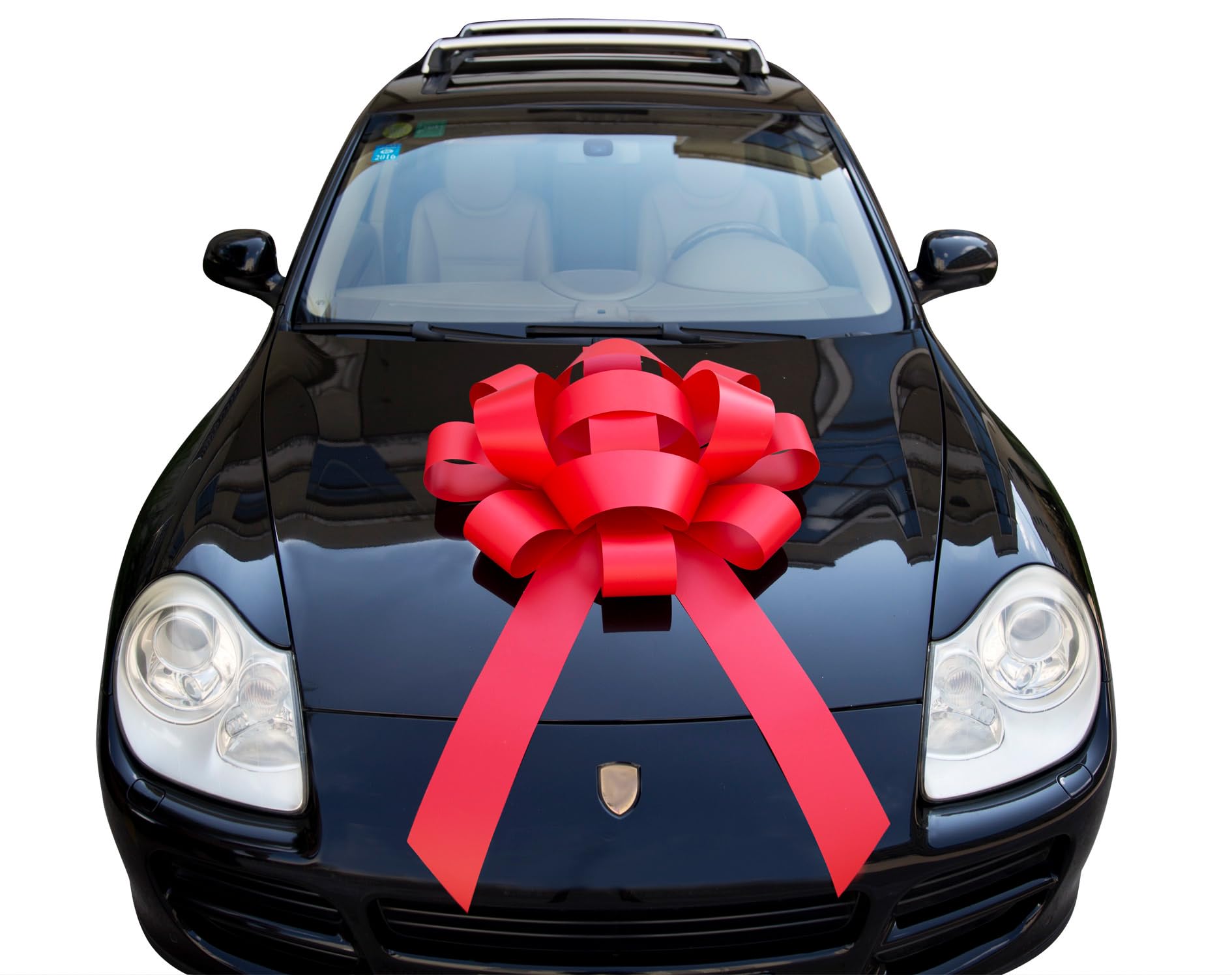 30" Giant Car Bow - Red | Big Gift Wrapping Bow with Non Scratch Magnet Base for Large Gift Decoration, Weather Resistant and Waterproof Vinyl Magnetic Big Car Bow (1 Pack) Retail $41.00