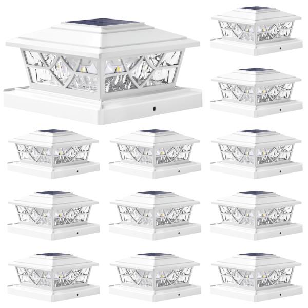 x4 Solar Post Lights with 2 Modes 12 Pack White