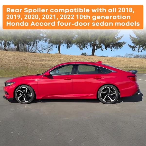 R-Style Highkick Rear Trunk Lip Spoiler for 10th Gen Honda Accord 2018-2022 Sedan Gloss Black