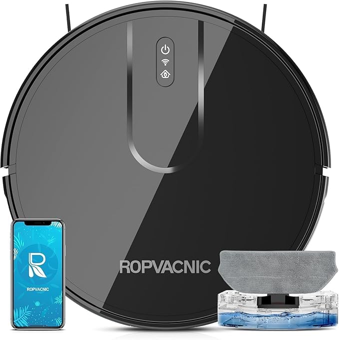 Robot Vacuum Mop Combo 5200Pa Suction Self-Charging Obstacle Avoidance Black