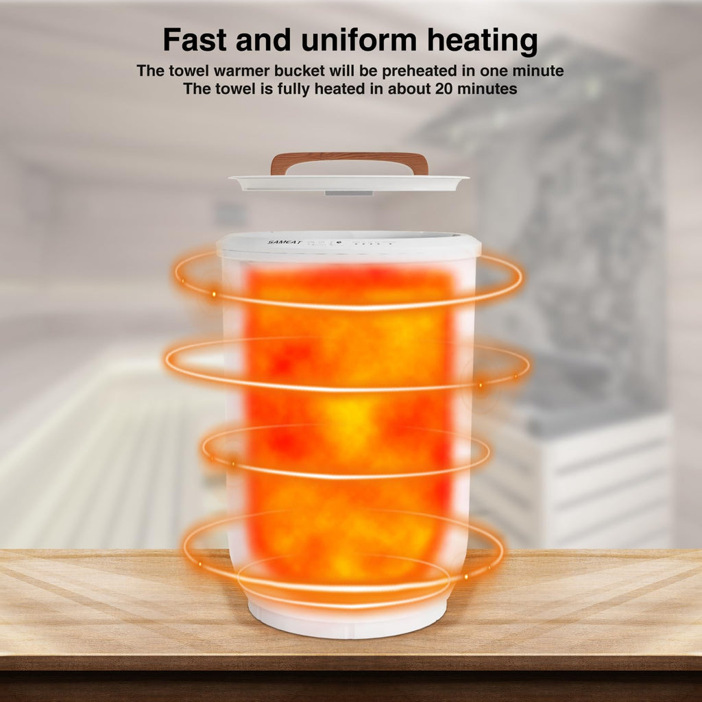 Extra Large Towel Warmer Bucket - Fits 2 Towels 4 Timer White