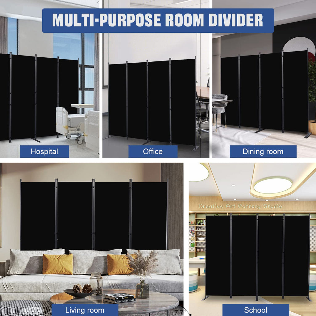 FT Portable Room Divider and Folding Privacy Screen 4 Panel Partition 88 W Black $42.00