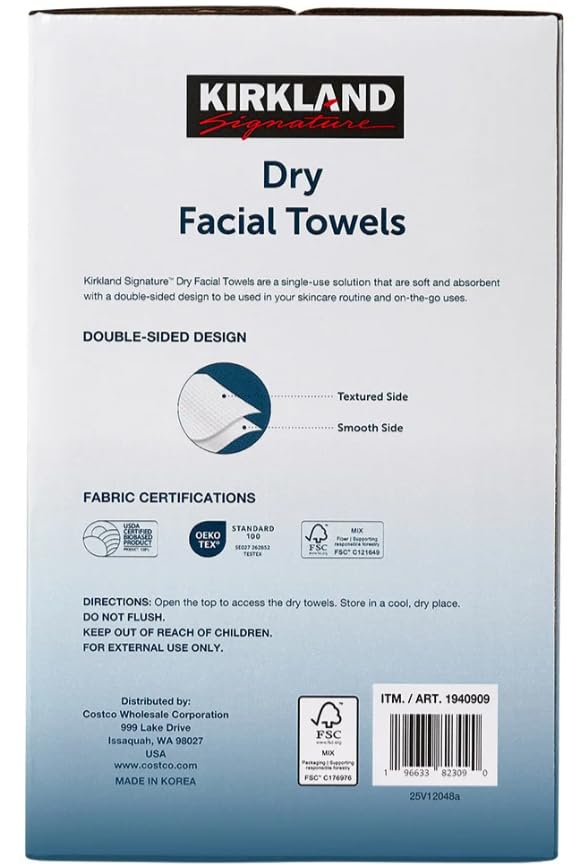 Kirkland Signature Dry Disposable Facial Cleansing Towels 200-Count