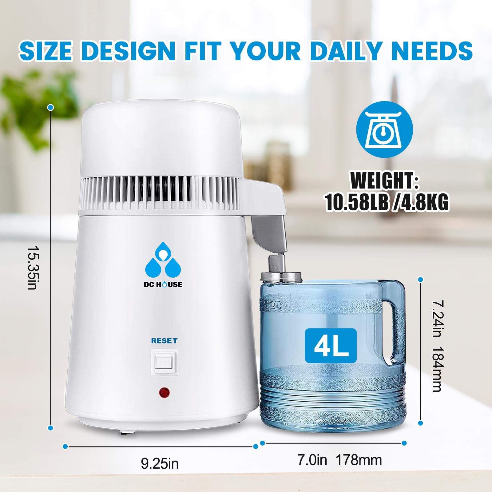 White 4L 750W Stainless Steel Water Distiller Machine