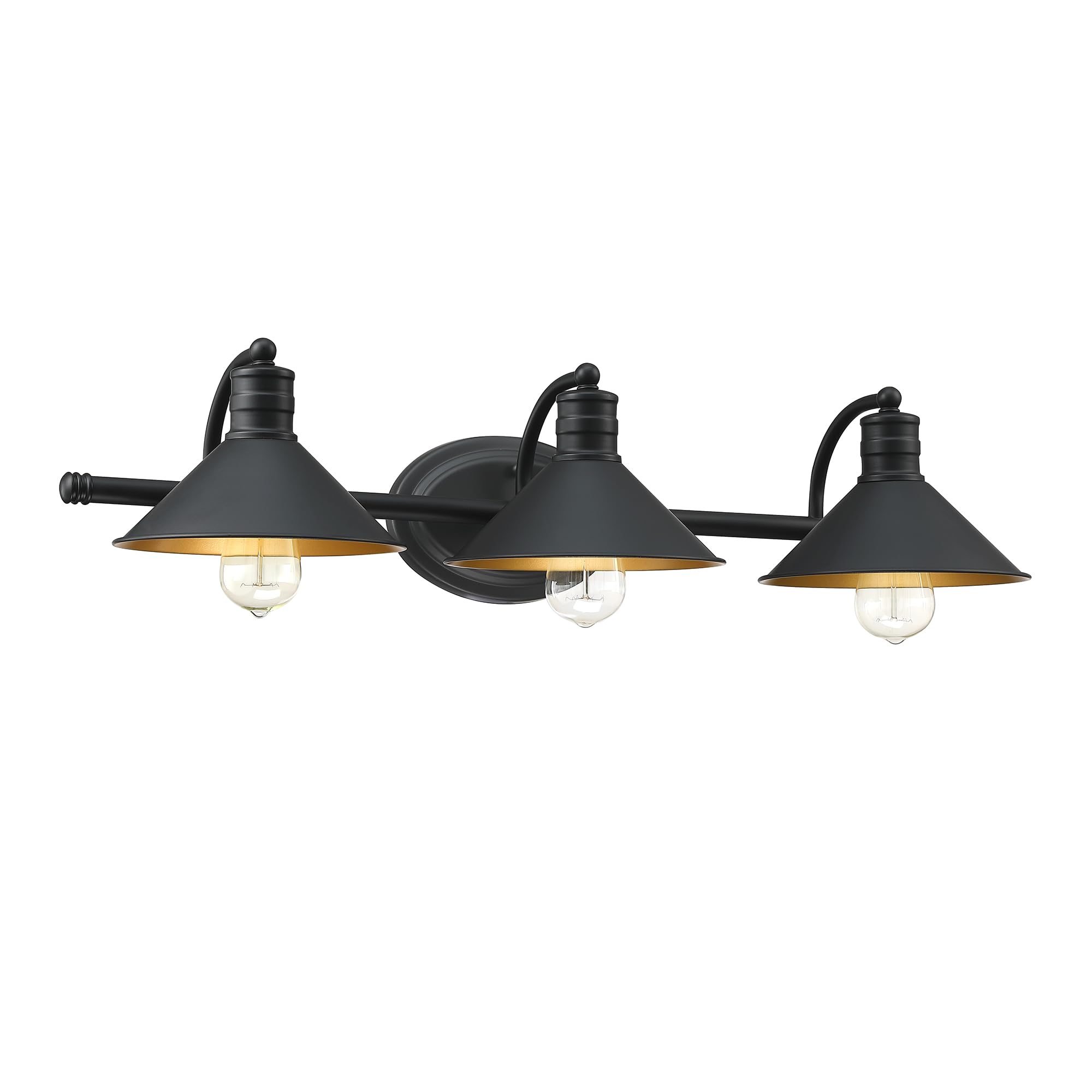 -Light Farmhouse Bathroom Vanity Wall Sconce - Black and Gold