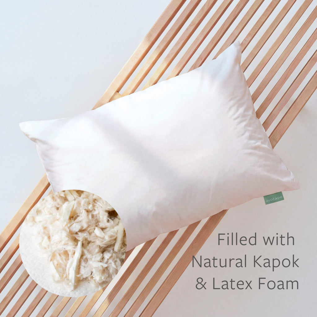 Queen Organic Latex Fill Bed Pillow White