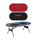 -Player Folding Poker Table with LED Lights Reversible Felt BlackRed