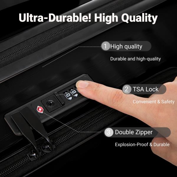 3-Piece Expandable Luggage Set with 20-Inch Front Opening Hardside Suitcase and TSA Lock