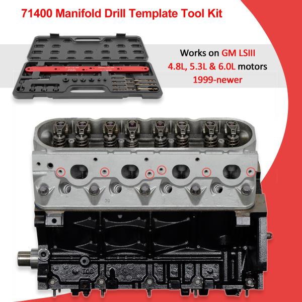 Exhaust Manifold Drill Template Tool Kit for GM LS III 4.8L 5.3L 6.0L Engines 1999-Newer