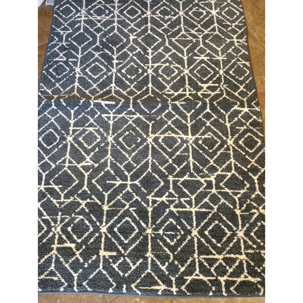 Geometric Pattern Area Rug Charcoal  White