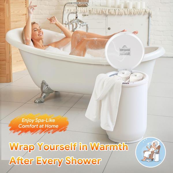 Towel Warmer Bucket 20L Large Capacity for Oversized Towels and Blankets White