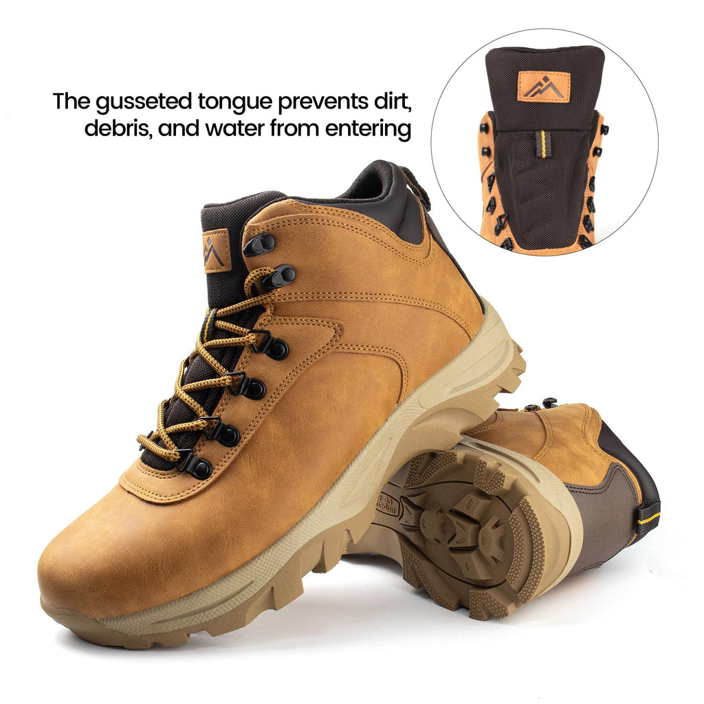 Mens Waterproof Non-Slip Mid Top Hiking Trekking Boots Wheat