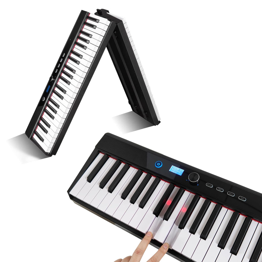 Portable Foldable 88-Key Semi-Weighted Digital Piano Black