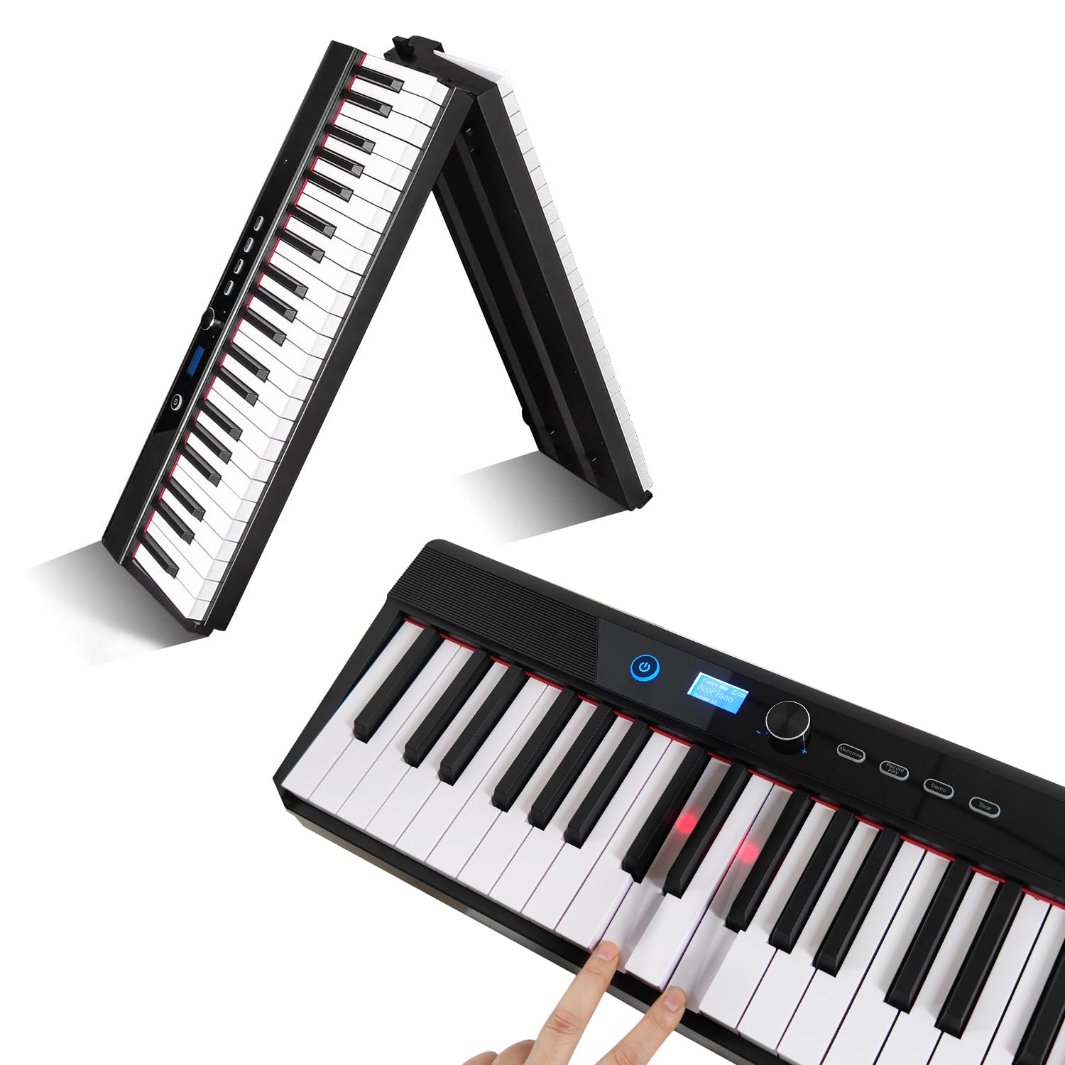 Portable Foldable 88-Key Semi-Weighted Digital Piano Black