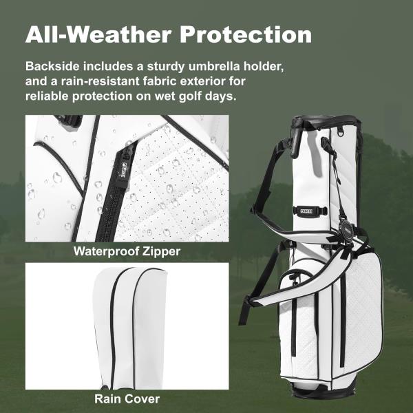 -Way Golf Stand Bag Premium PU Leather Lightweight Stand Bag