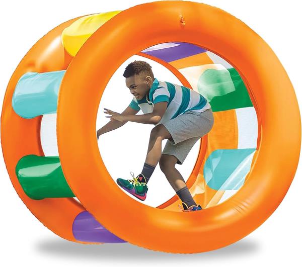 Giant Inflatable Rainbow Land Roller with Mesh Interior 67 Outer Diam. x 45 Inner Diam.