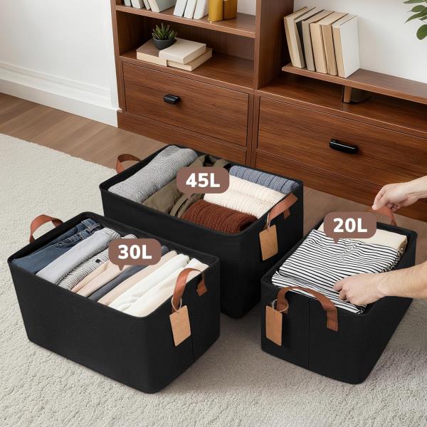 L Extra Large Fabric Storage Bins for Shelves 19 L x 13 W x 11 H Black 2-Pack
