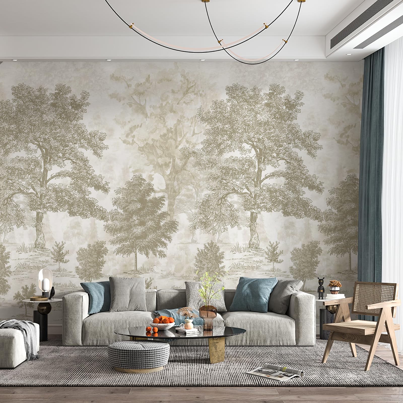 New Open-Box Zeeko Vintage Forest Wall Mural Peel  Stick 177x110 Waterproof Canvas Retail $208.00