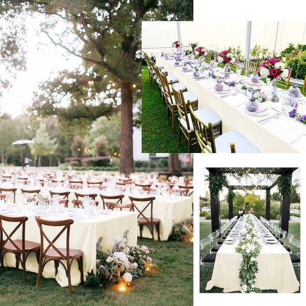 fani 10 Packs Ivory Tablecloth - 90 x 156 Inch for 8Ft Tables