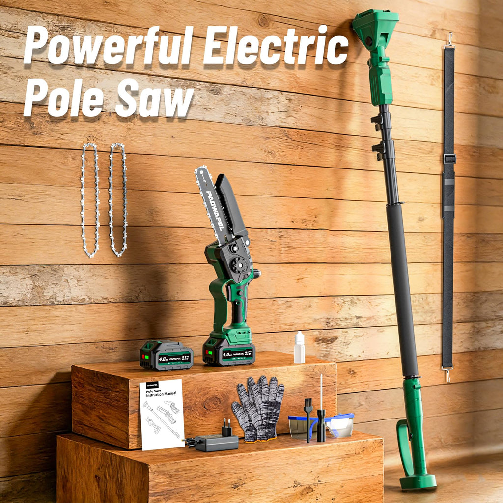 -in-1 Electric Pole Saw 8-Inch Cordless Mini Chainsaw 15 FT Extension Battery Powered