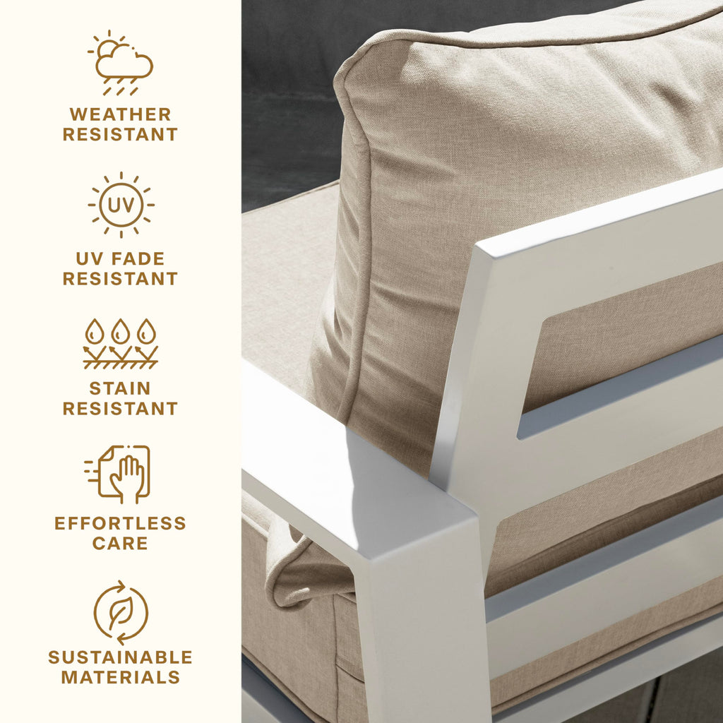 Outdoor Deep Seat Chair Cushion 24x23 Textured Solid Almond
