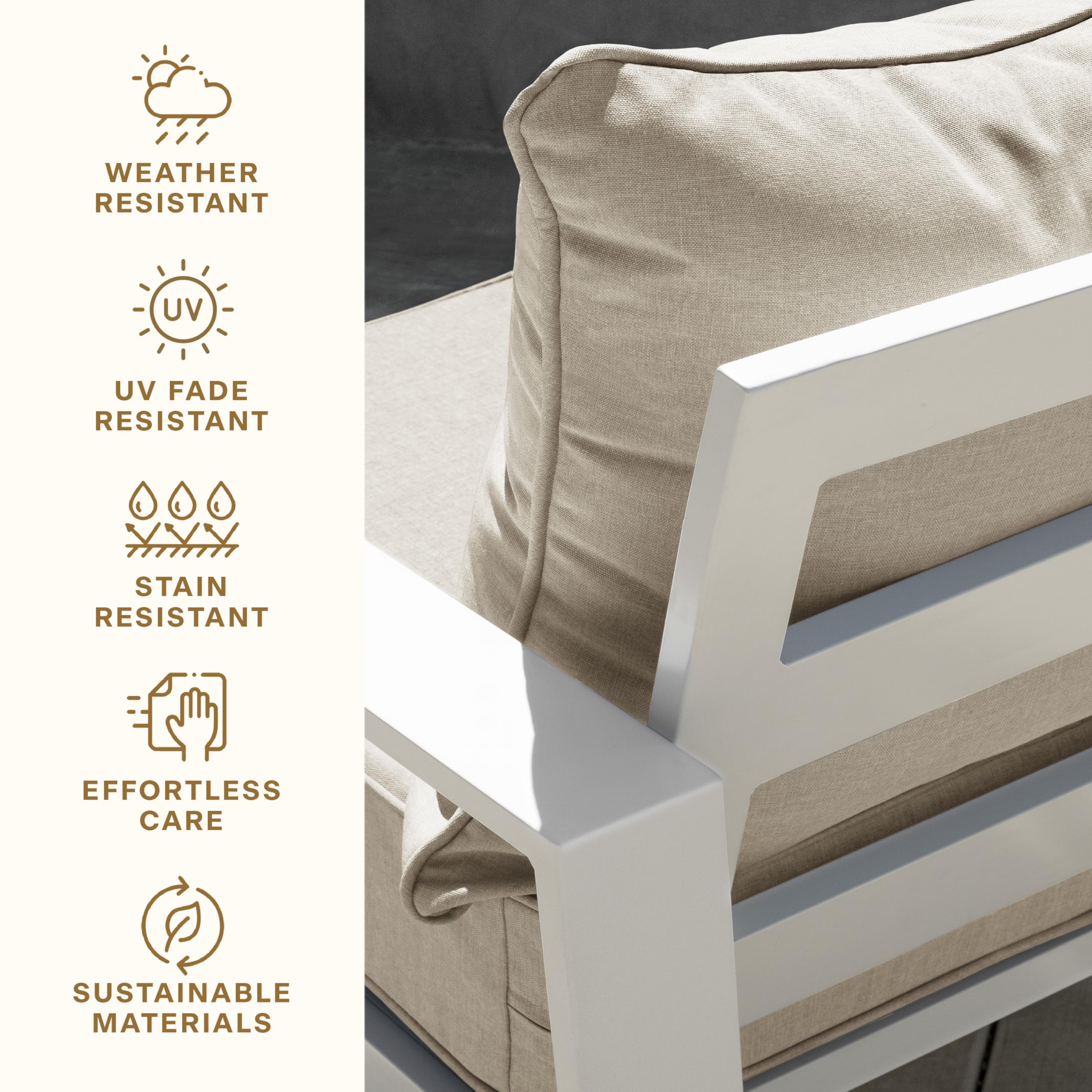 Outdoor Deep Seat Chair Cushion 24x23 Textured Solid Almond