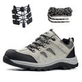 Mens Waterproof Lightweight Hiking Trekking Shoes Grey Suede Leather