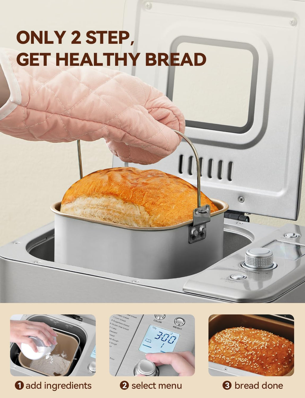 Open-Box New Neretva PE8866GR 20-in-1 2LB Dual Heater Bread Maker with Ceramic Pan Retail $104.25