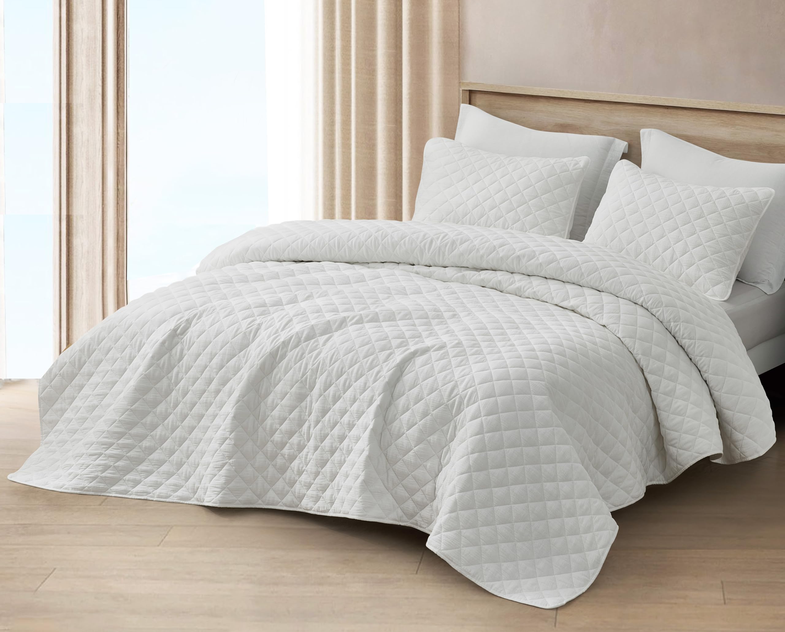Chezmoi Collection 3-Piece Cotton Gauze King Quilt Set, White Soft Washed Cotton Gauze Bedspread, Lightweight Breathable Reversible 180GSM Fill for All Season Retail $94.00