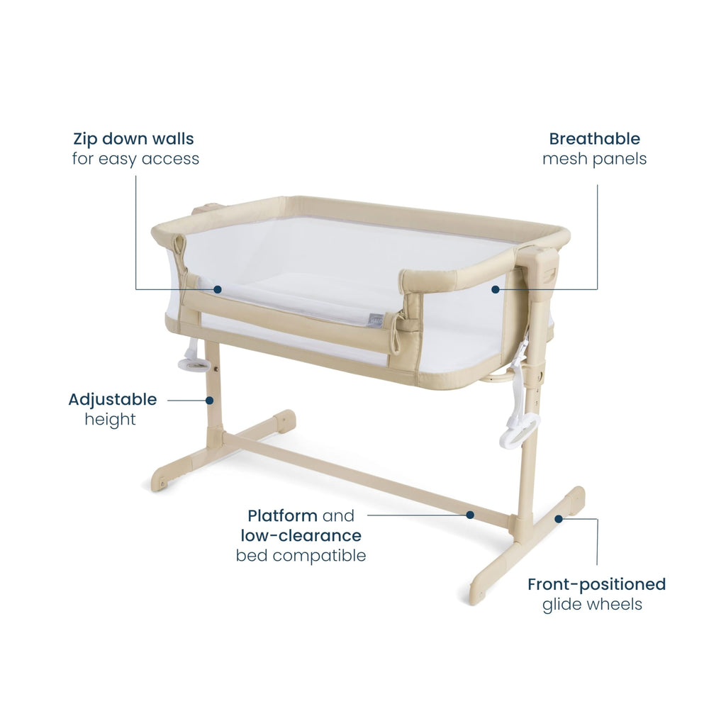HALO BassiNest 2-in-1 Bedside  Portable Baby Sleeper Bassinet - Oat
