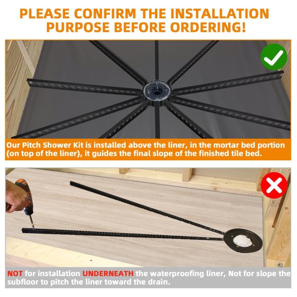 Shower Pitch Kit for Quick Install Sloped Shower Pan with 10 Float Sticks