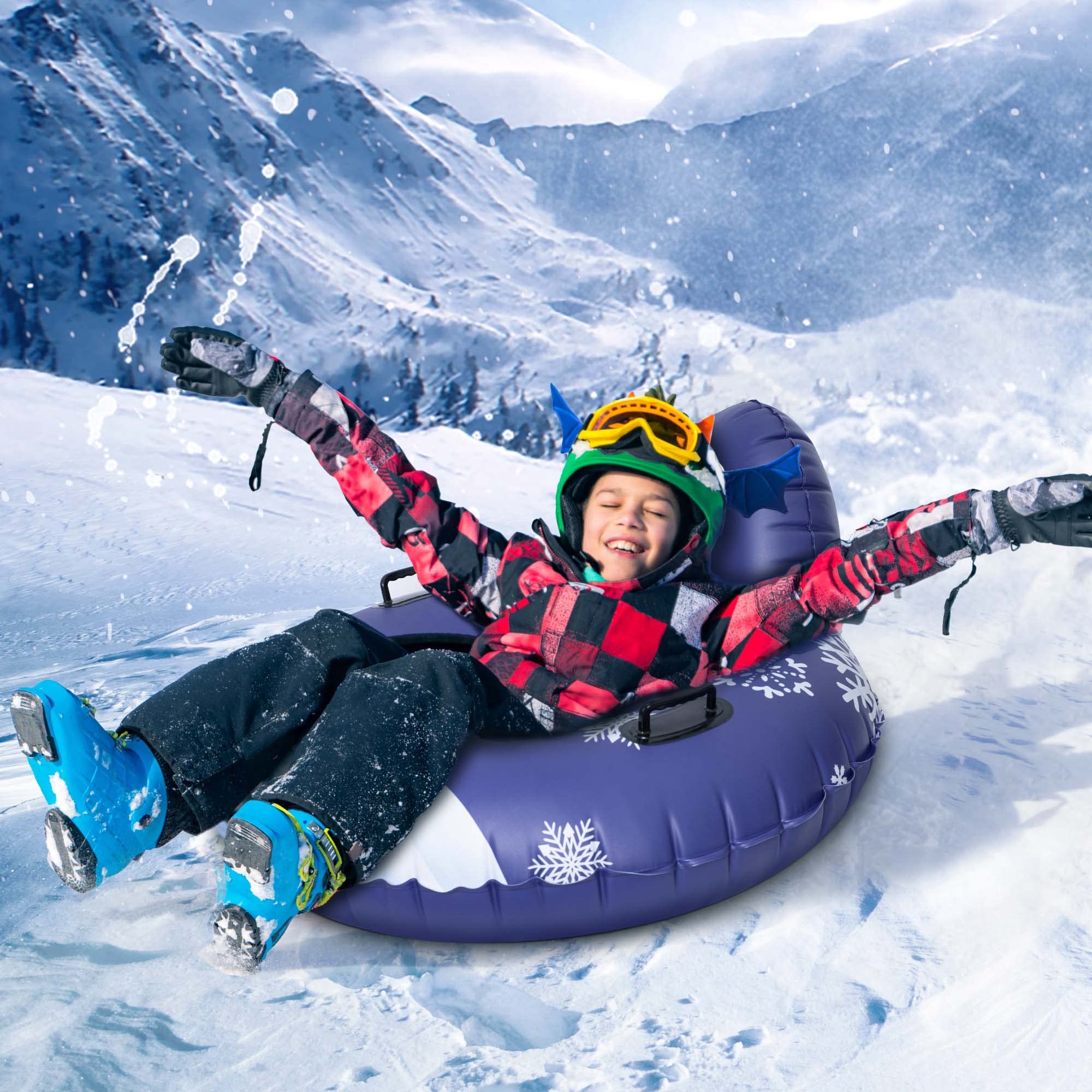 Inch Inflatable Snow Tube with Backrest for Kids Adults