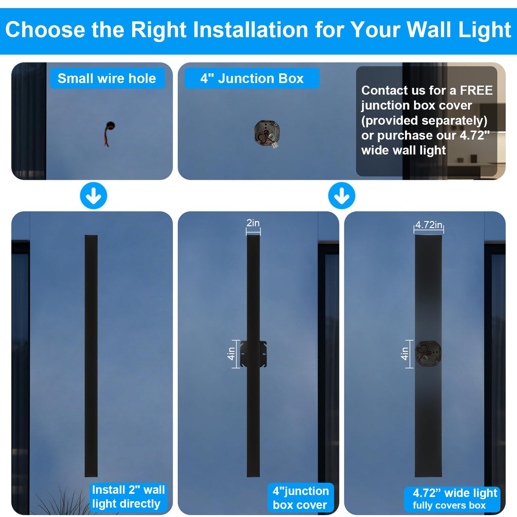 Modern Black 47.3 Dimmable Linear Exterior Wall Sconce