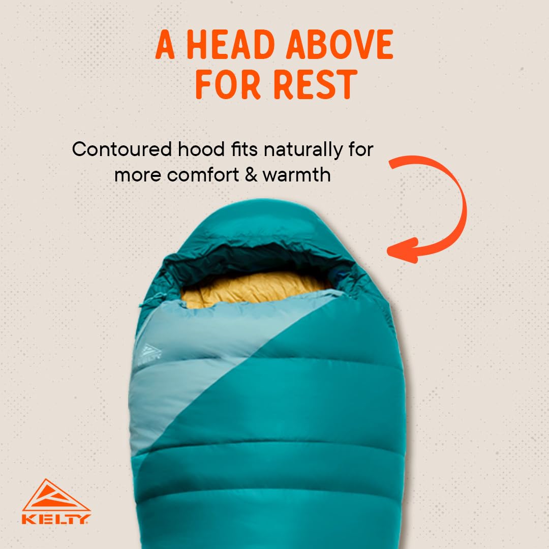 Open-Box New Kelty Cosmic 20 Degree 550 Down Fill Womens 3-Season Sleeping Bag - Deep Lake Teal