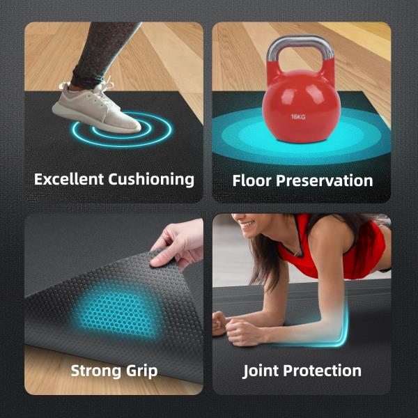 GymCope Large Exercise Mat for Home Workouts, 12x6/10x6/9x6/8x6/7x5/6x4 ft Retail $79.00