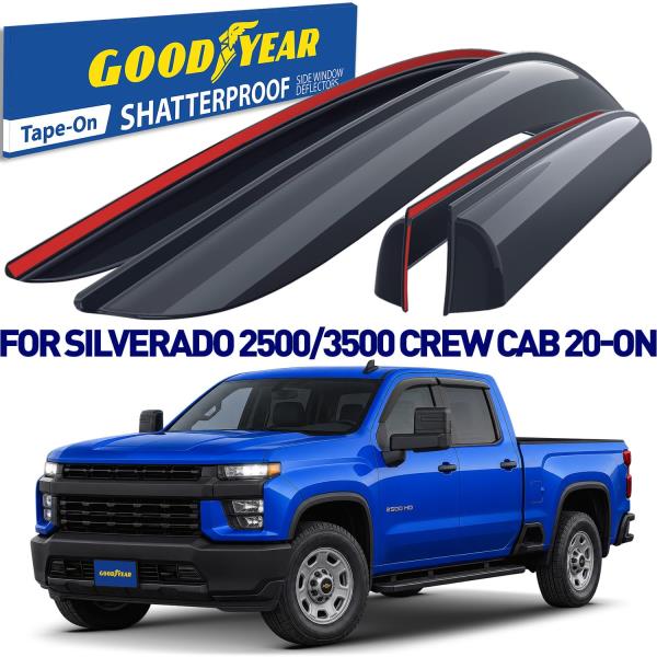 Goodyear Window Deflectors for Chevy SilveradoGMC Sierra 2500HD 3500HD 2020-2026 Crew Cab 4 pcs. Retail $99.00