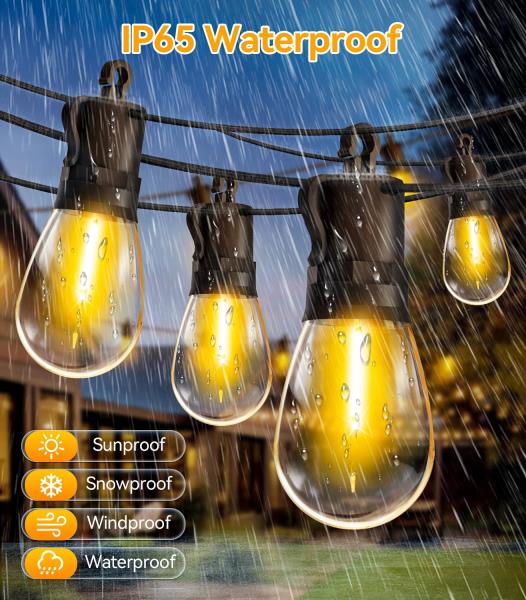 Outdoor String Lights Patio LED - 15M 50FT Outside Waterproof Dimmable Retail $14.00