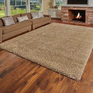 Thomasville Tan Shag Area Rug – 9.5' x 13' – New